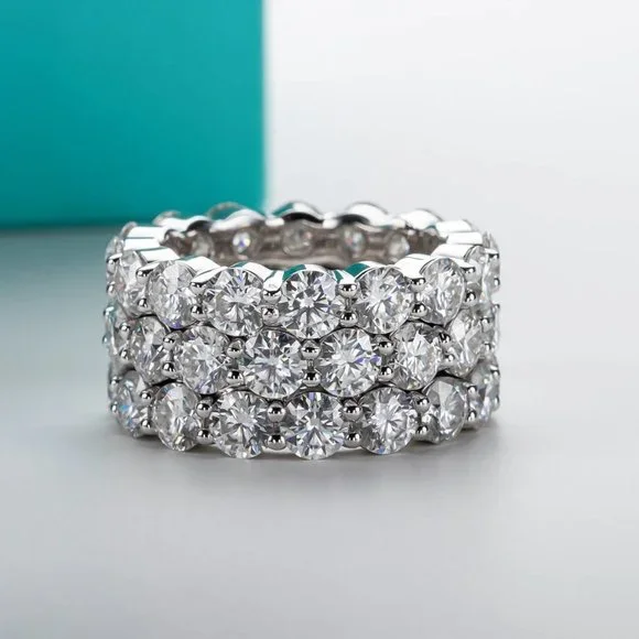 Certified 4~5ct. t.w. Moissanite Diamond Full Eternity Band Ring NEW - Picture 12 of 16